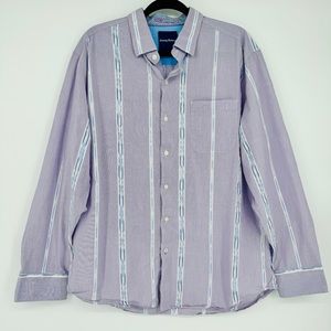 Tommy Bahama‎ Men's Long Sleeve Striped Button Down Shirt Violet Size L
